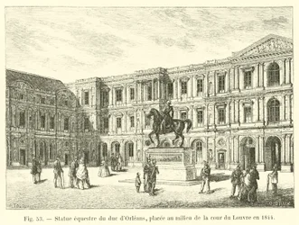 Equestrian statue of the Duke of Orleans, placed in the middle of the courtyard of the Louvre in 1844