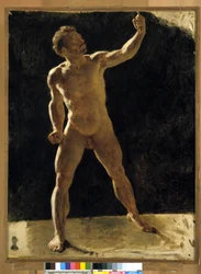 Study of a Naked Man Raising His Fist