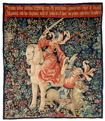 Tapestry Depicting Mille-fleurs and Charity Overcoming Envy