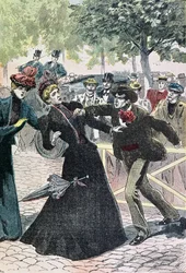 The Assassination of Elizabeth (1837-98), Empress of Austria, by Luccheni, 10th September 1898, illustration from Le Pèlerin, 1898