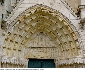 The Coronation and the Dormition of the Virgin, from the left tympanum of the west facade
