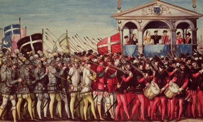 The Cortege of Drummers and Soldiers at the Royal Entry Festival of Henri II into Rouen