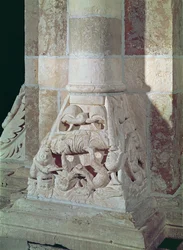 The Death of Lazarus and the Rich Man, from a capital in the nave