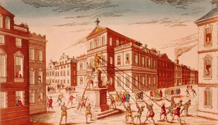 The Destruction of the Royal Statue in New York, beginning of the War of Independence