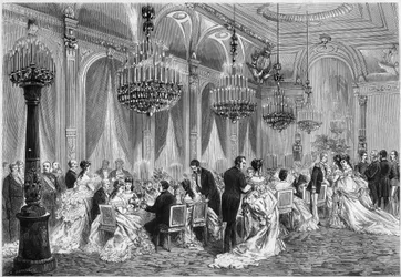 The Diplomatic Corps dinner at a reception organized by Adolphe Thiers at the Palais de l