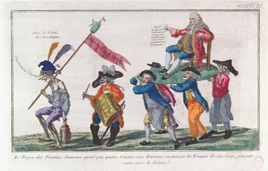 The Doyen of the Fermiers Generaux is carried by his guards towards Nothingness, 1791