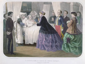 The Empress Eugenie visiting the cholera victims in Amiens on the 4th July 1866