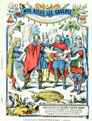 The Gaulish leaders in league against Julius Caesar led by Vercingetorix from a protective sleeve for school books