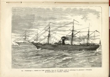 The Guadeloupe, a 2,500-ton vessel, is 110 meters long, carries the penitential pilgrimage to Jerusalem