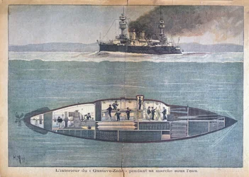 The Interior of the Gustave-Zedei while Underwater, 1899