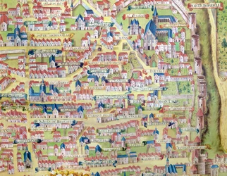 The Montagne Sainte-Genevieve, (detail) from the plan of Paris made c.1540, called Plan de la Gouache, c.1860