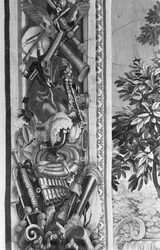 The Seasons tapestry, border, music instruments, Gobelins Factory (detail)