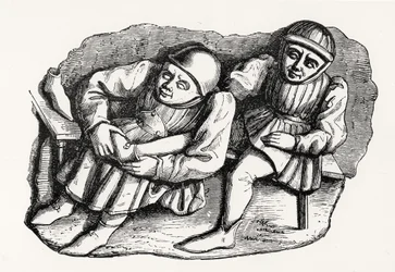 The Shoemaker and his Customer, copied from one of the Misericordia Stalls in the Choir of Rouen Cathedral, illustration from Science and Literature in the Middle Ages and the Renaissance