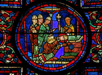 The St Martin window: the saint is consecrated bishop of Tours