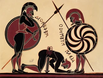 The Suicide of Ajax, illustration from an antique Greek vase