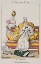 The Vapours or The Accounts Day, plate 62 from Le Bon Genre, 1813