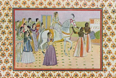 The Young Girl with a Moon-Like Face Riding a White Horse, illustration from The Arabian Nights, 1895