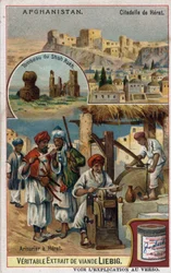 The city and armourers of the city of Herat in Afghanistan and the tomb of the Shah Rukh. Chromolithography of the 19th century