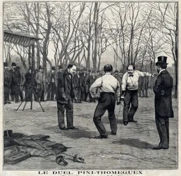 The Duel of the Masters of Arms Pini and Thomeguex in the Parc de Saint Ouen. In Le Petit Parisien on 28/03/1897