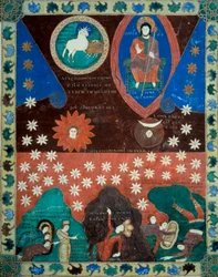 The fall of the stars. Miniature taken from the commentaries of The Apocalypse according to Saint John