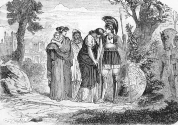 The farewell of Hector and Andromaque (engraving)