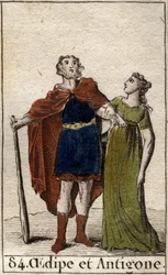 The king of Thebes Oedipus with his daughter Antigone. From 