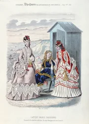 The latest Paris fashions for the beach and for swimming, 1872