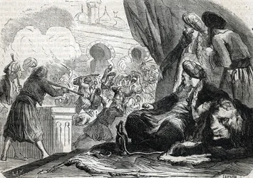 The massacre of the army of the Janissaries in 1826 by Sultan Mahmoud II, Constantinople (1864)