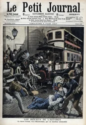 The misdeeds of the bus: a fiacre crushed by a bus in Paris street of Amsterdam - Le Petit Journal, June 1907
