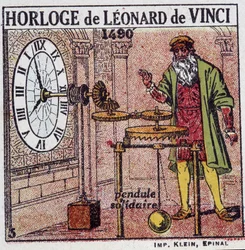 The pendular clock of Leonardo da Vinci (1452 - 1519) (pendulum in 1490) - in 