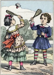 The Steering Wheel. Engraving from the Picture Album "The Games of Childhood". Imagery of Epinal, late 19th century