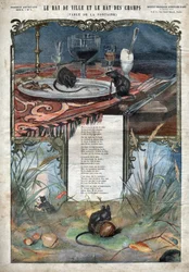 The town rat and the field rat. Fables by Jean de La Fontaine (1621-95). Illustration of the end of the 19th century.