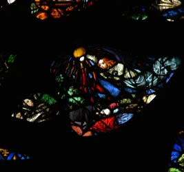 The West Rose Window Depicting a Scene from the Book of Revelation: Fourth Vial is Poured Upon the Sun, Scorching Men