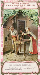 The wife with the sausage nose, illustration of the Perrault fairy tale The Three Wishes (Les Trois Souhaits), late 19th century