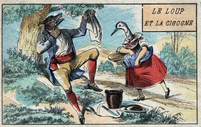 The wolf and the stork. Fables by Jean de La Fontaine