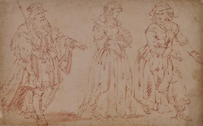 Three Theatrical Figures: King Lear, Cordelia, and Maid