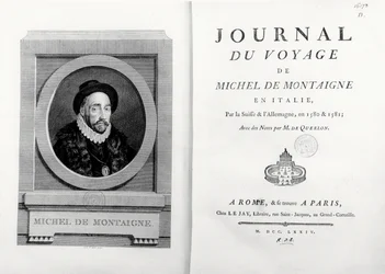 Title page and frontispiece with portrait of the author by A. de Saint Aubin, from 