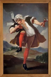To the three orders reunited. A man representing the Clergy, the Nobility, and the Third Estate holds a glass of red wine and kisses a bottle