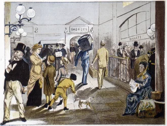 Train station hall, late 19th century
