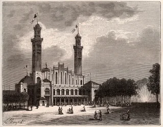 Trocadero in Paris - engraving in La France illustree: geographie, histoire, administration statistique by V.A. Malt-Brown. 1884
