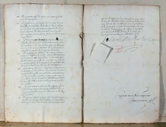 Two pages from the statutes of the French Academy, 1635