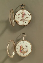 Two pocket watches decorated with Revolutionary symbols