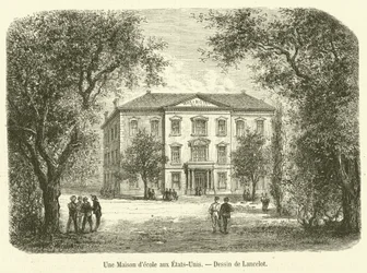 A Schoolhouse in the United States (engraving)