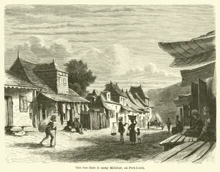 A street in the Malabar camp, at Port-Louis