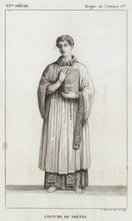 6th Century, Reign of Clotaire I, Priest Costume (engraving)