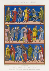 Various costumes of 12th and 13th century France
