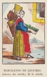Vegetable seller. Buy turnips, salad, around 1819
