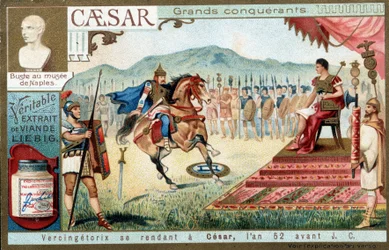 Vercingetorix going to Caesar, in the year 52 BC - Liebig advertising vignette