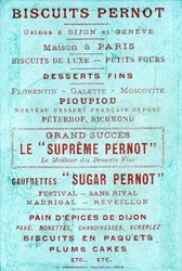 Verso with advertising for Biscuits Pernot