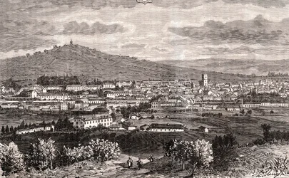 Vesoul - commune of the Grand Est of France, prefecture of the department of Haute-Saone in the region of Bourgogne-Franche-Comte - engraving in 